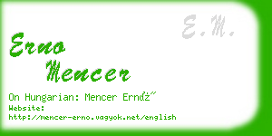 erno mencer business card